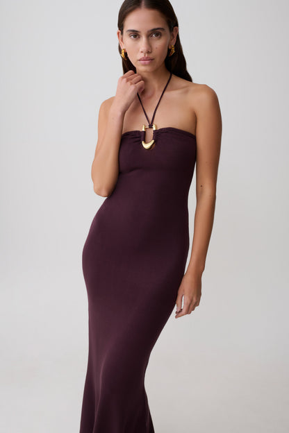 Dimitri Strick Midi Kleid - Schokolade