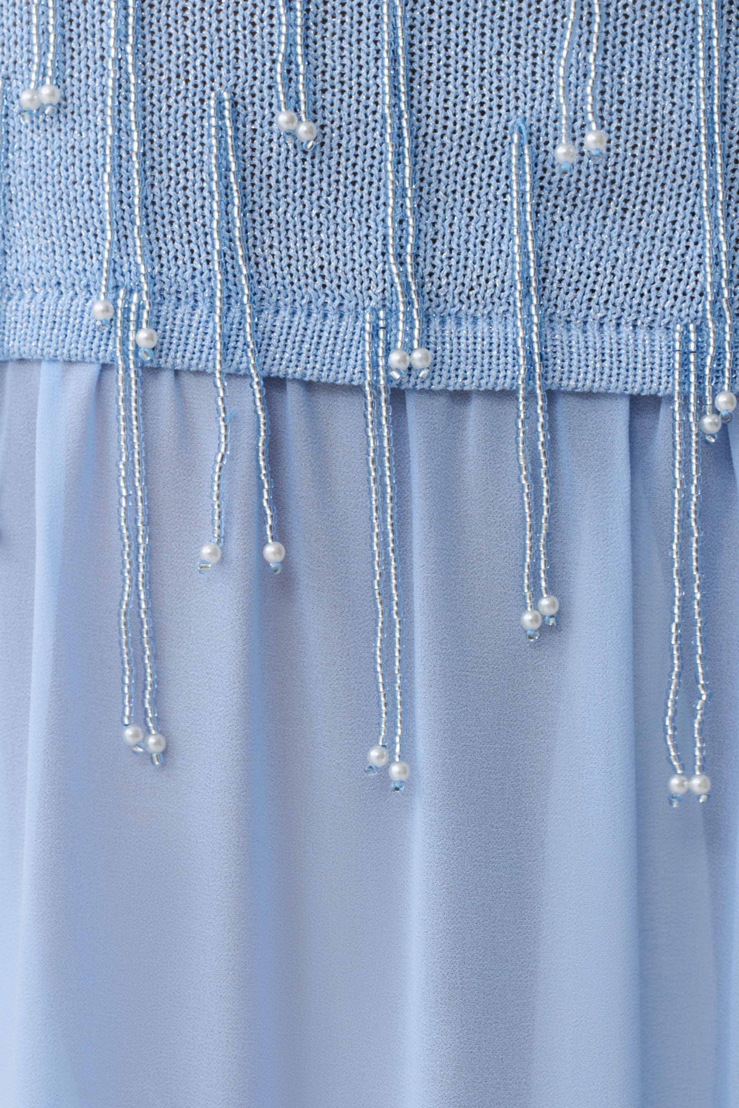 Belinda Perlenstrick- & Chiffon-Maxikleid - Hellblau