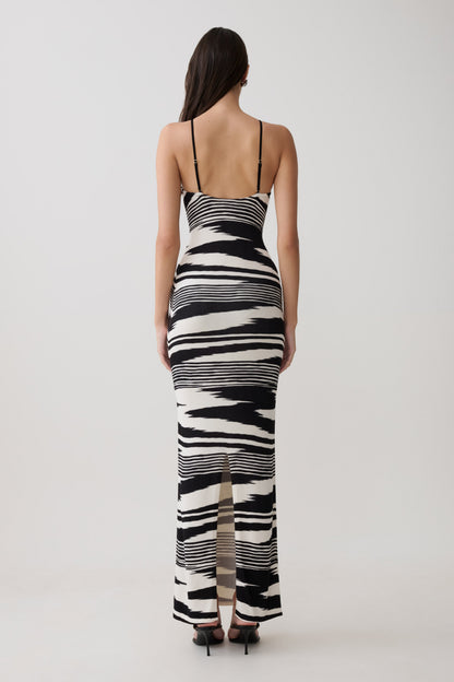 Ashtin Cross Front Strick Maxi-Kleid - Linear Shift Print