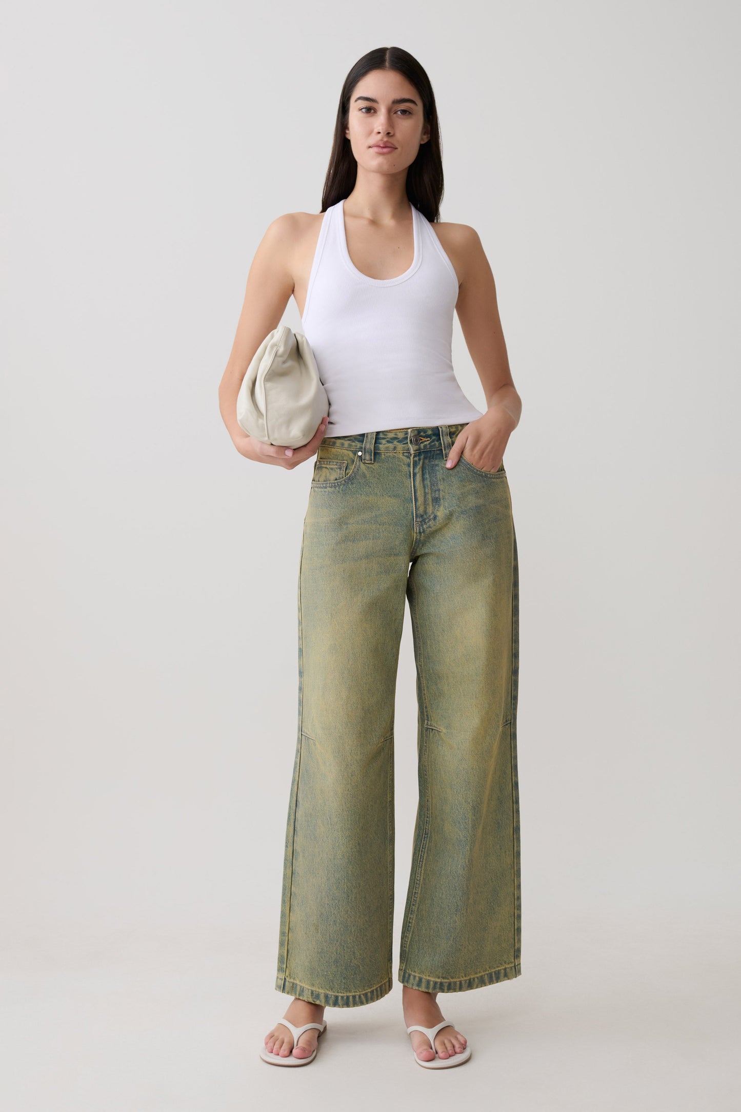 Joey Mid Rise Wide Leg Jeans - Grüner Waschung