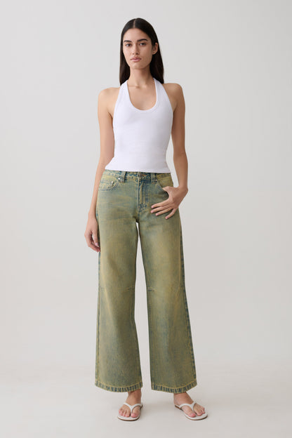 Joey Mid Rise Wide Leg Jeans - Grüner Waschung