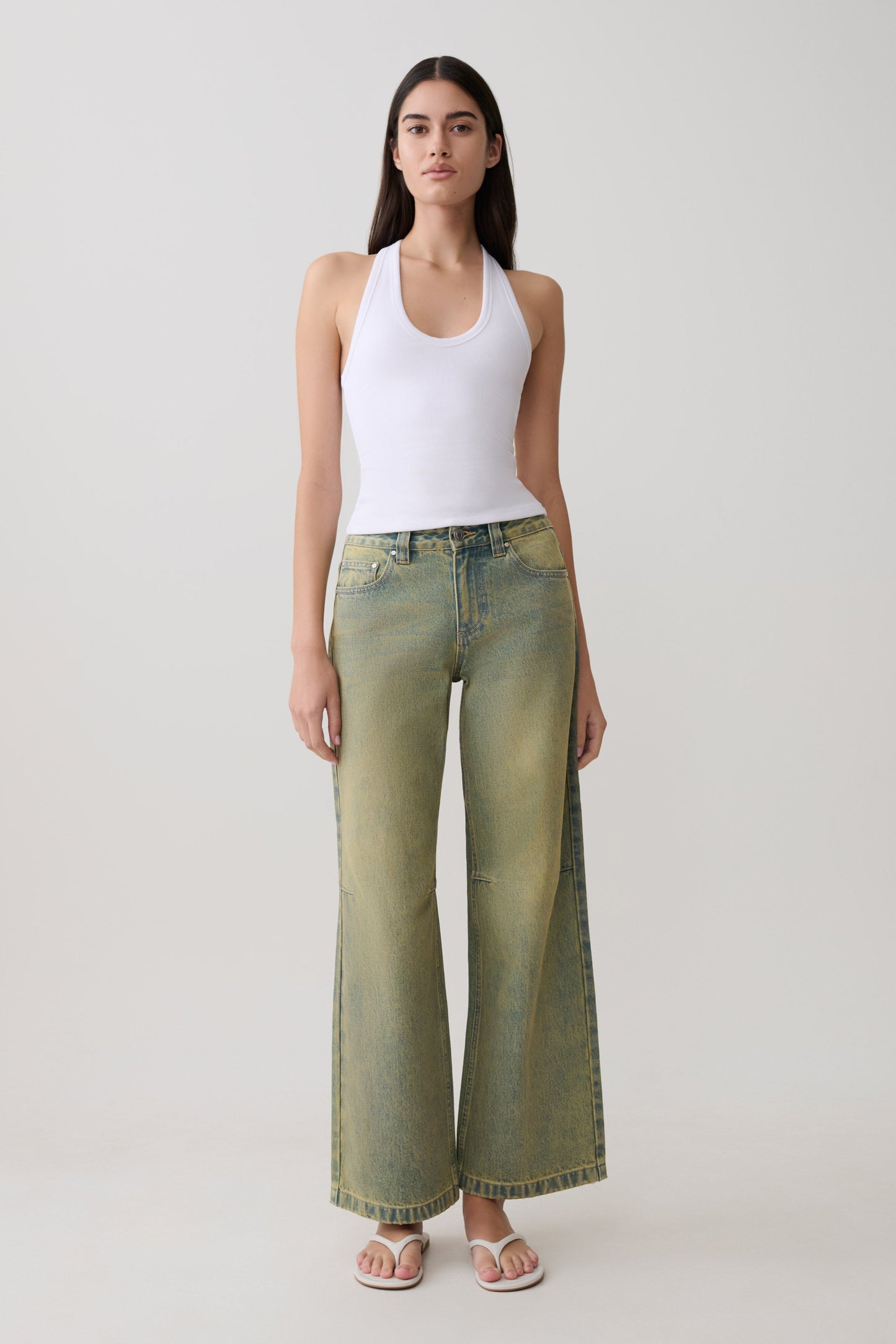 Joey Mid Rise Wide Leg Jeans - Grüner Waschung