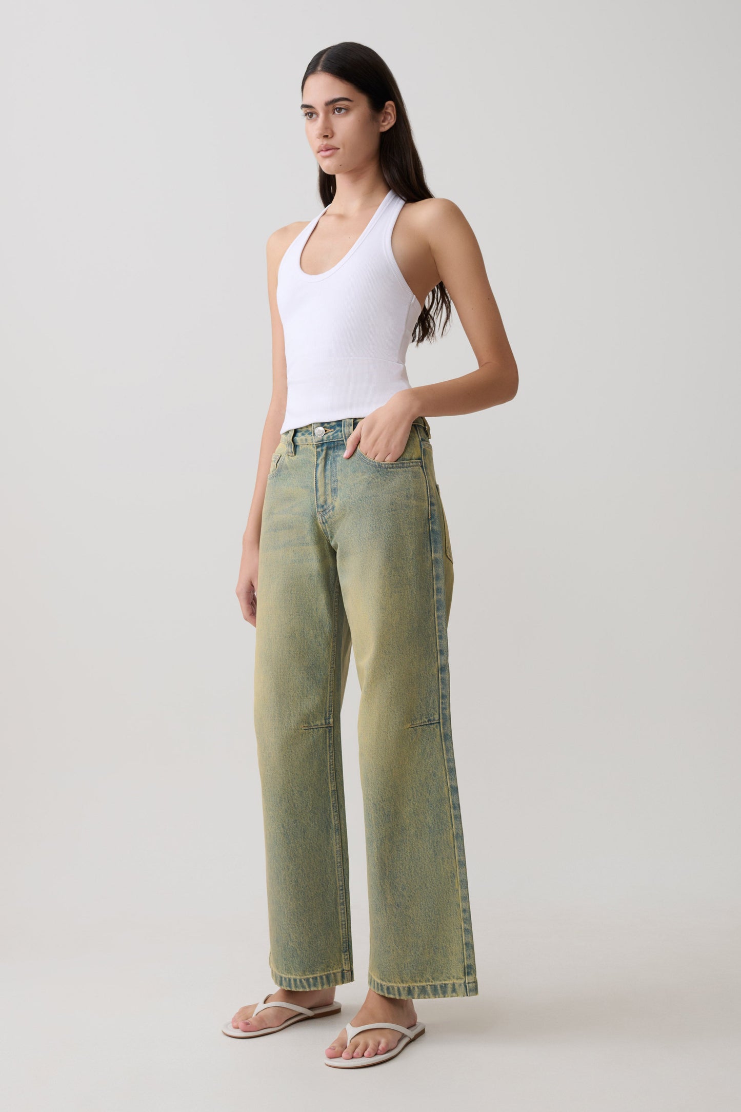 Joey Mid Rise Wide Leg Jeans - Grüner Waschung