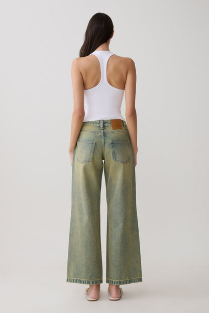 Joey Mid Rise Wide Leg Jeans - Grüner Waschung