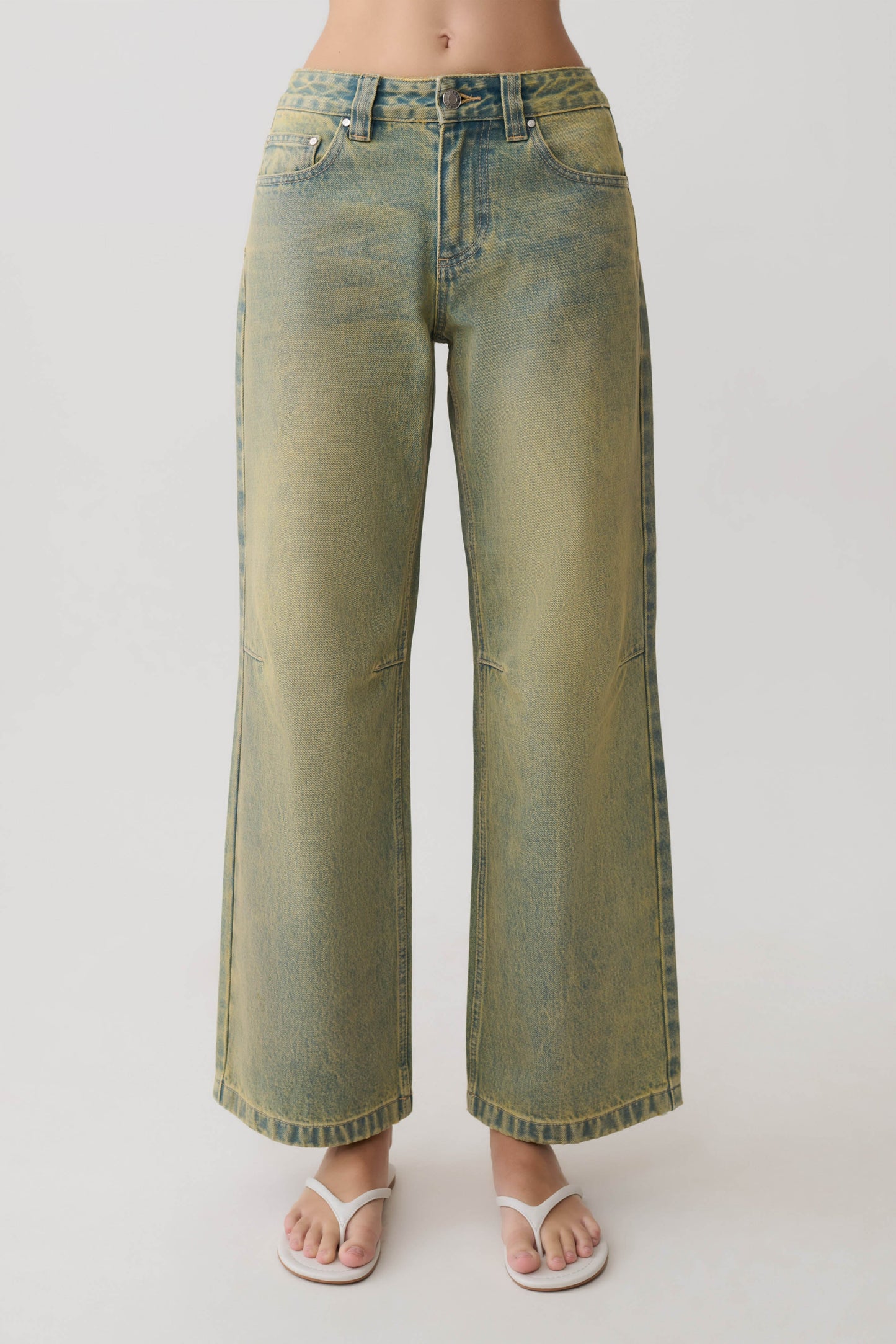 Joey Mid Rise Wide Leg Jeans - Grüner Waschung