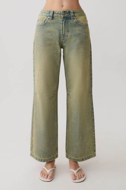 Joey Mid Rise Wide Leg Jeans - Grüner Waschung