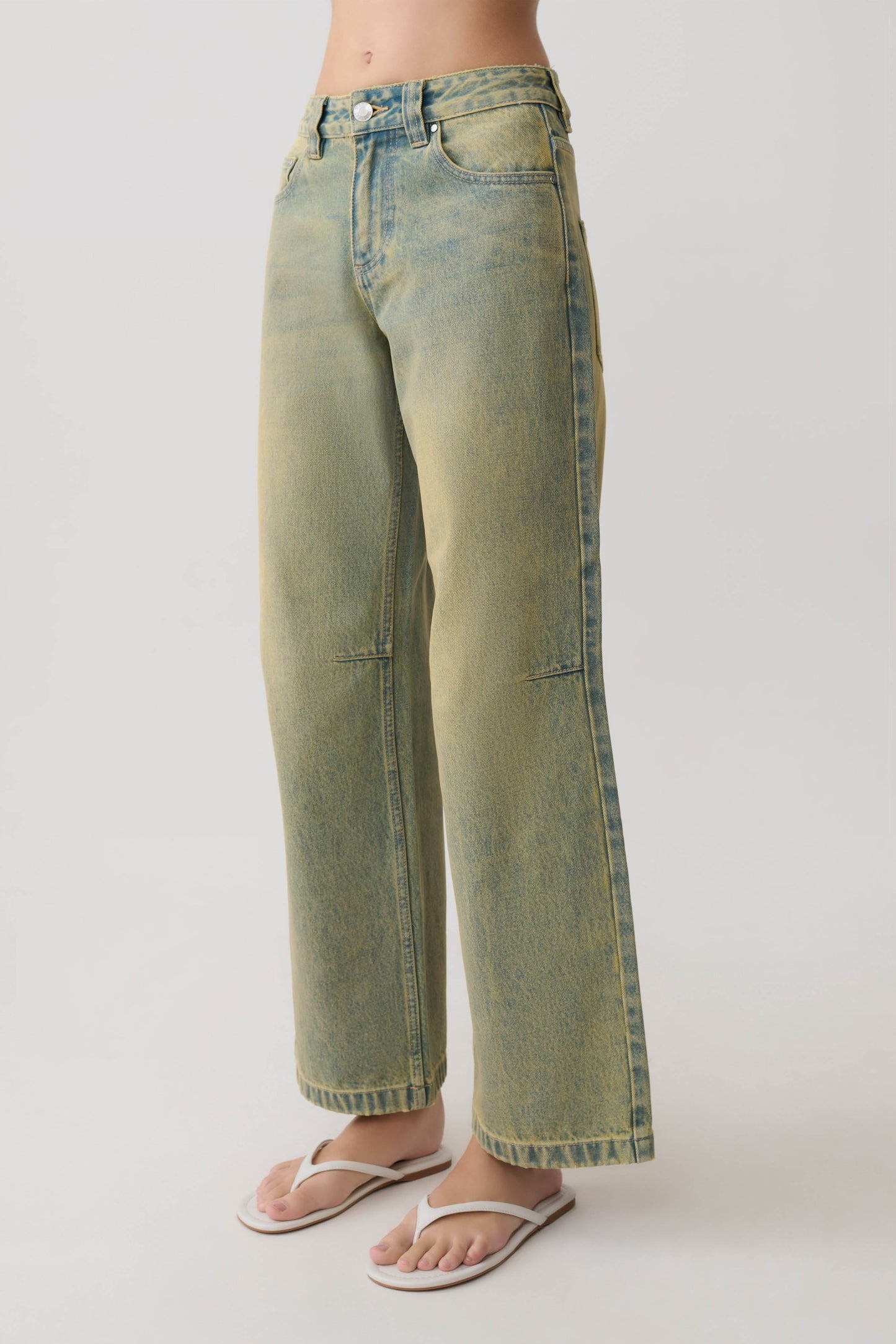 Joey Mid Rise Wide Leg Jeans - Grüner Waschung