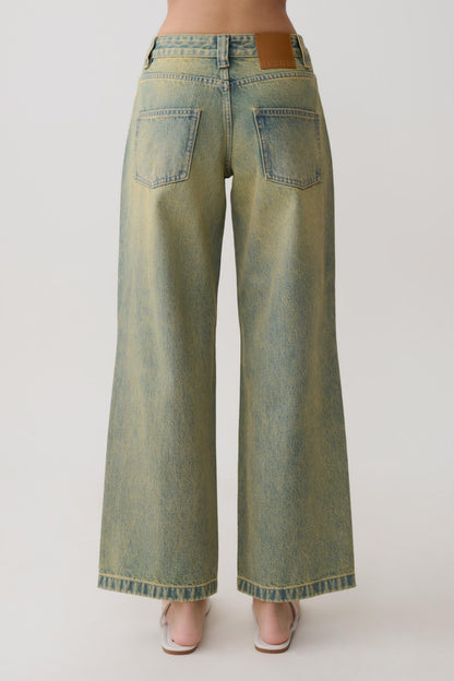 Joey Mid Rise Wide Leg Jeans - Grüner Waschung