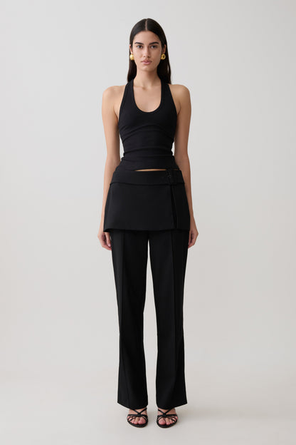 Schauspielerin Ribbed Tank - Schwarz