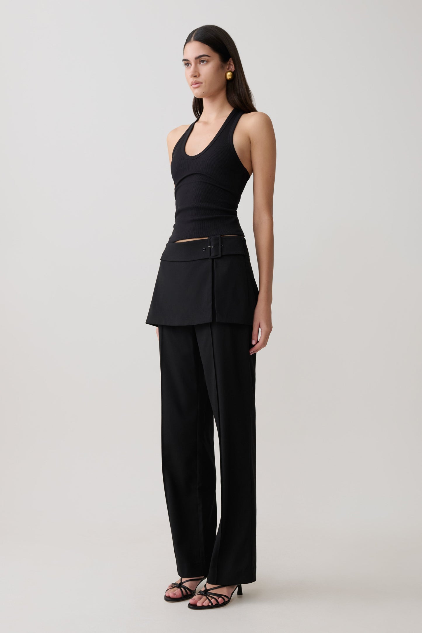 Schauspielerin Ribbed Tank - Schwarz