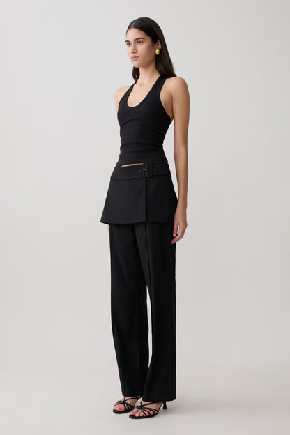 Schauspielerin Ribbed Tank - Schwarz