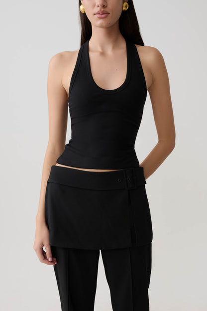 Schauspielerin Ribbed Tank - Schwarz