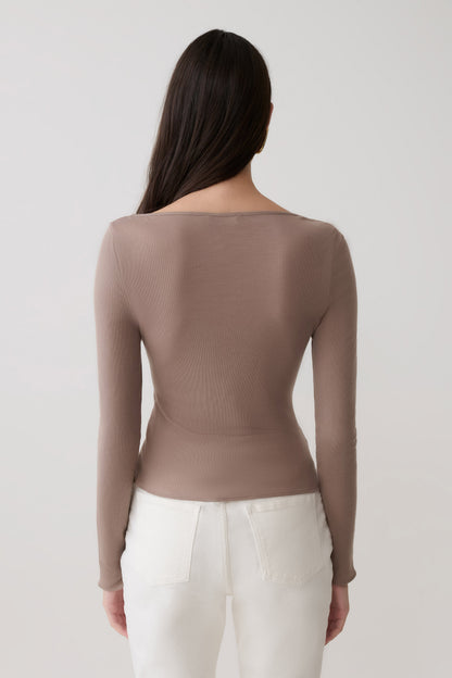 Coraline Langarm-Transparente Bluse - Neutral
