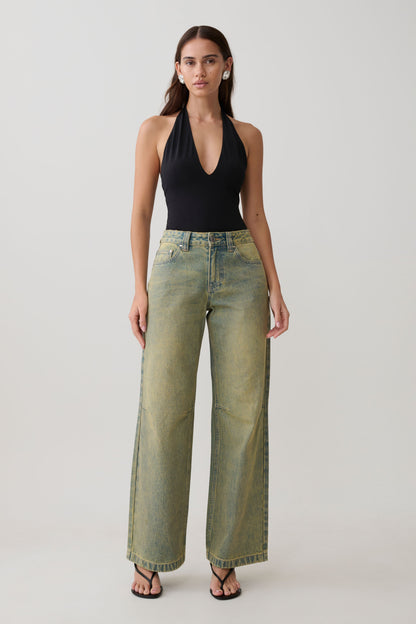 Joey Mid Rise Wide Leg Jeans - Grüner Waschung