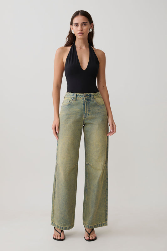 Joey Mid Rise Wide Leg Jeans - Grüner Waschung