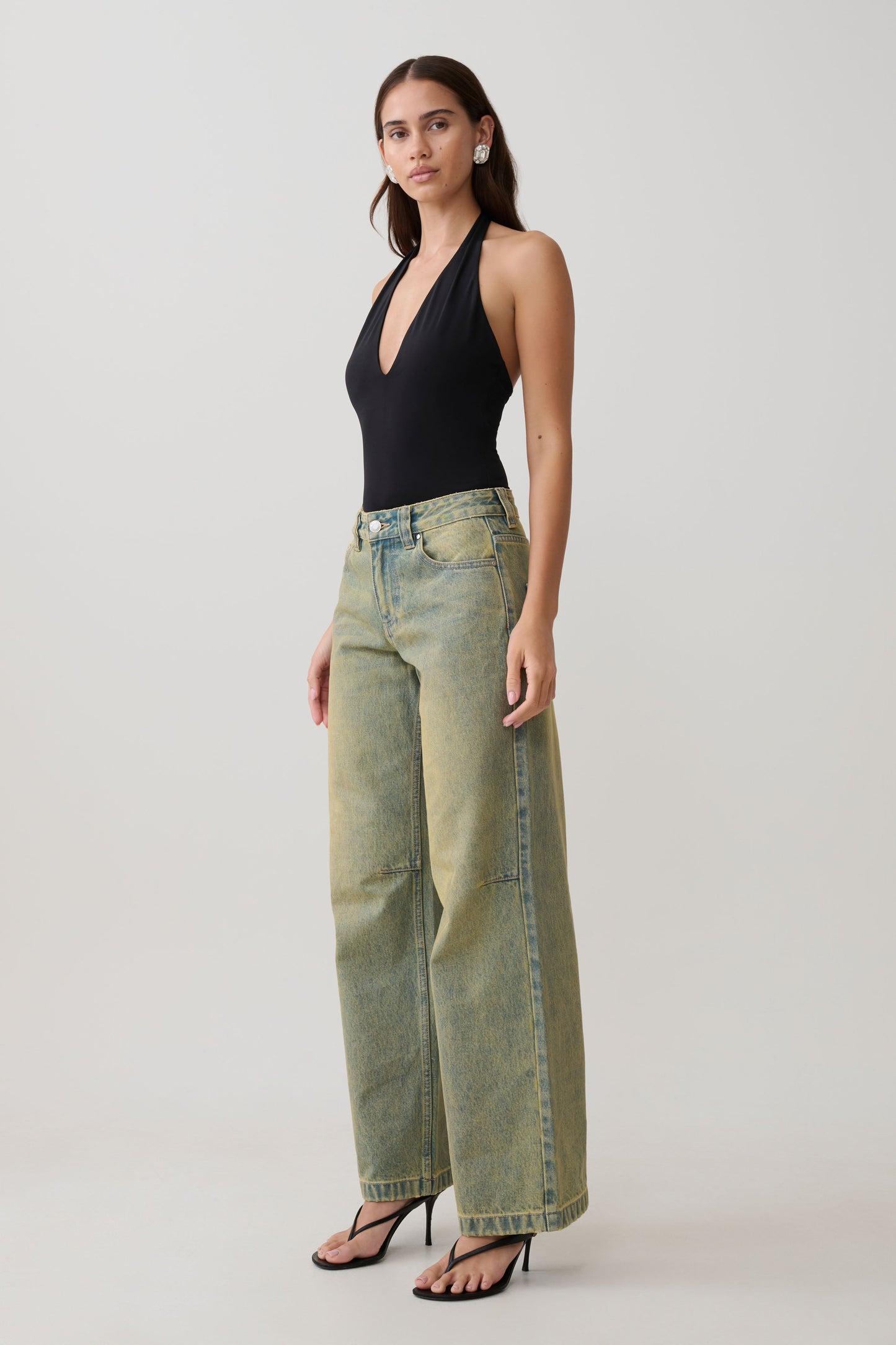 Joey Mid Rise Wide Leg Jeans - Grüner Waschung