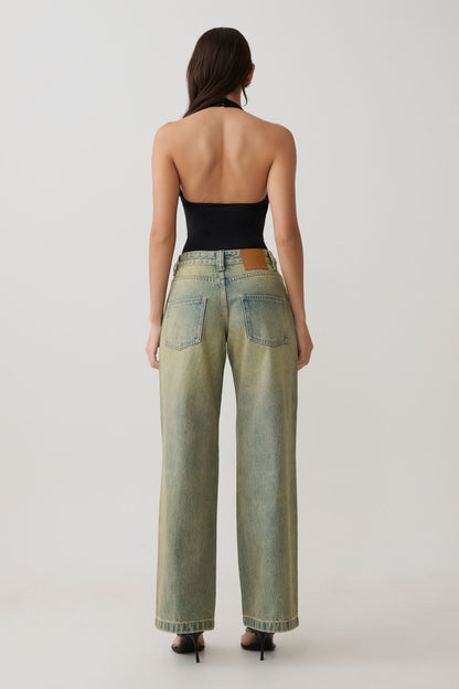 Joey Mid Rise Wide Leg Jeans - Grüner Waschung