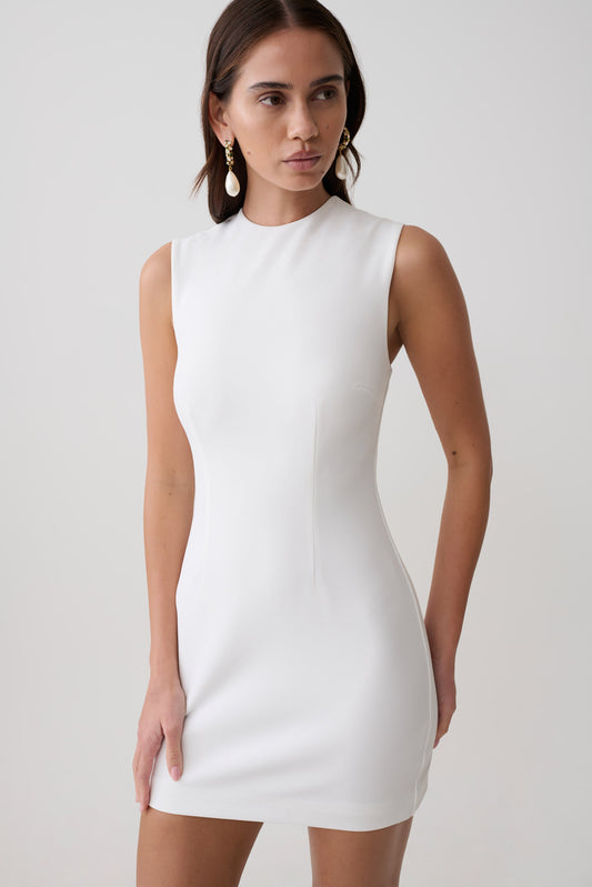 Fion Ärmelloses Stretch-Crepe-Minikleid - Weiß