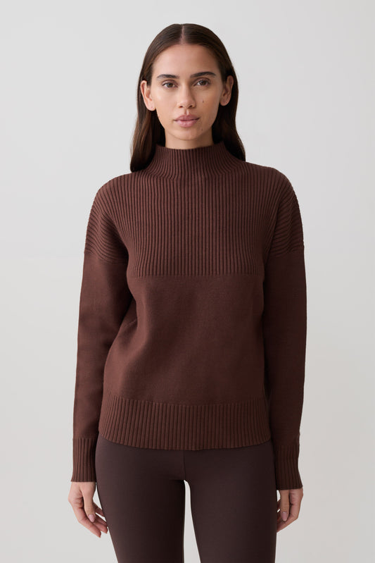 Stanley Rippstrick Hoher Kragen Pullover - Schokolade