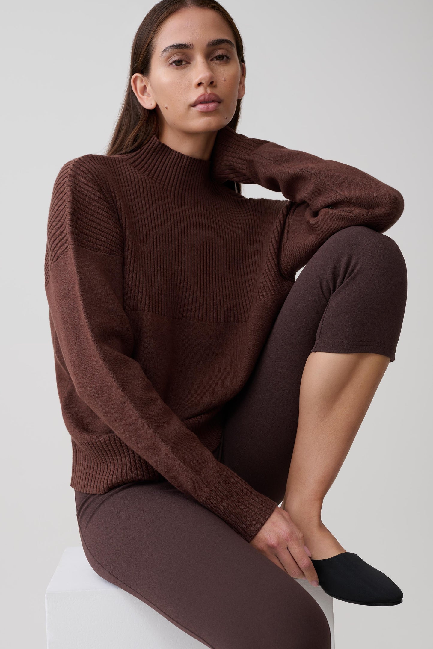 Stanley Rippstrick Hoher Kragen Pullover - Schokolade