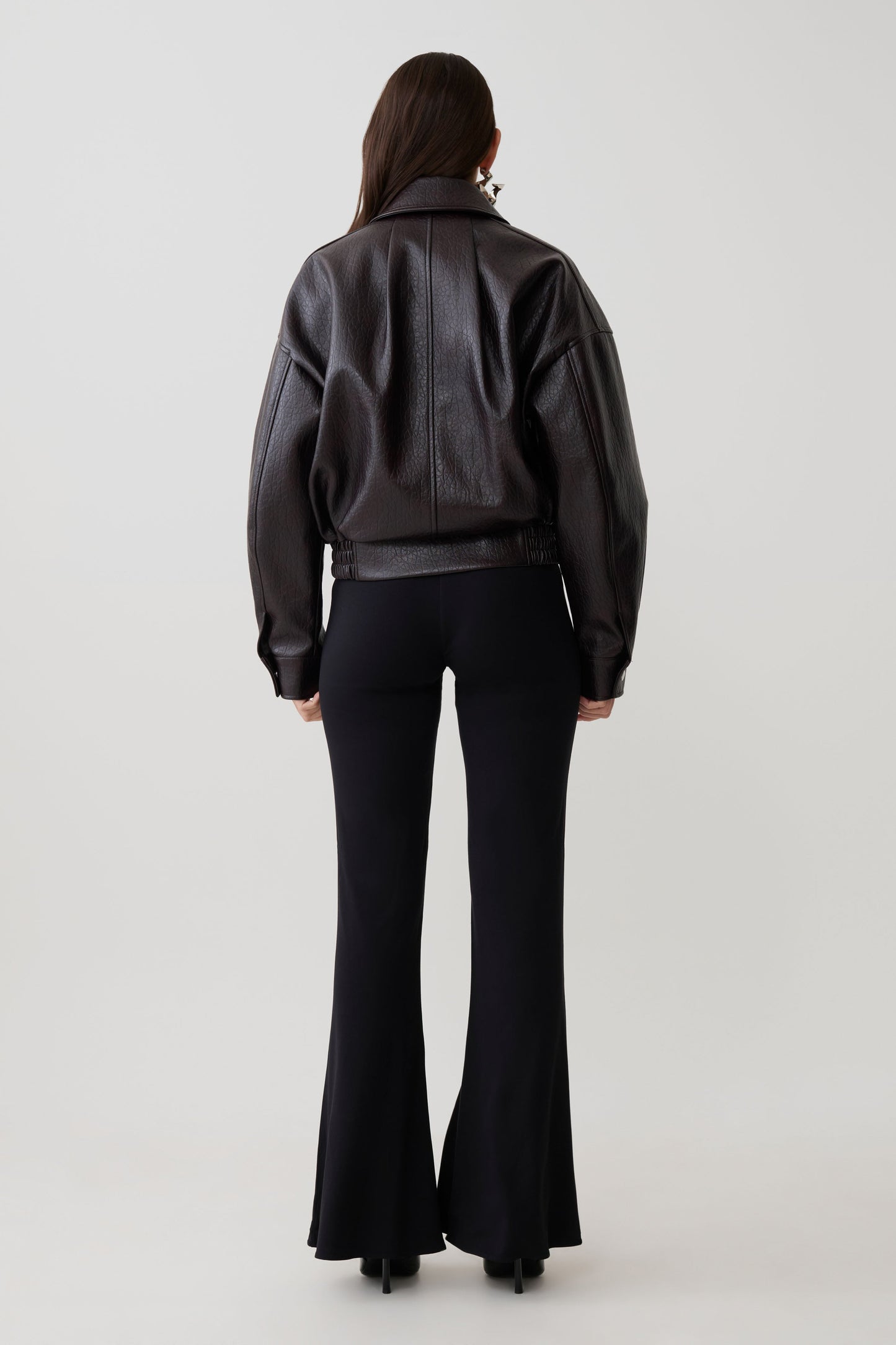 Paige Kunstleder Cropped Jacke - Kirschbraun