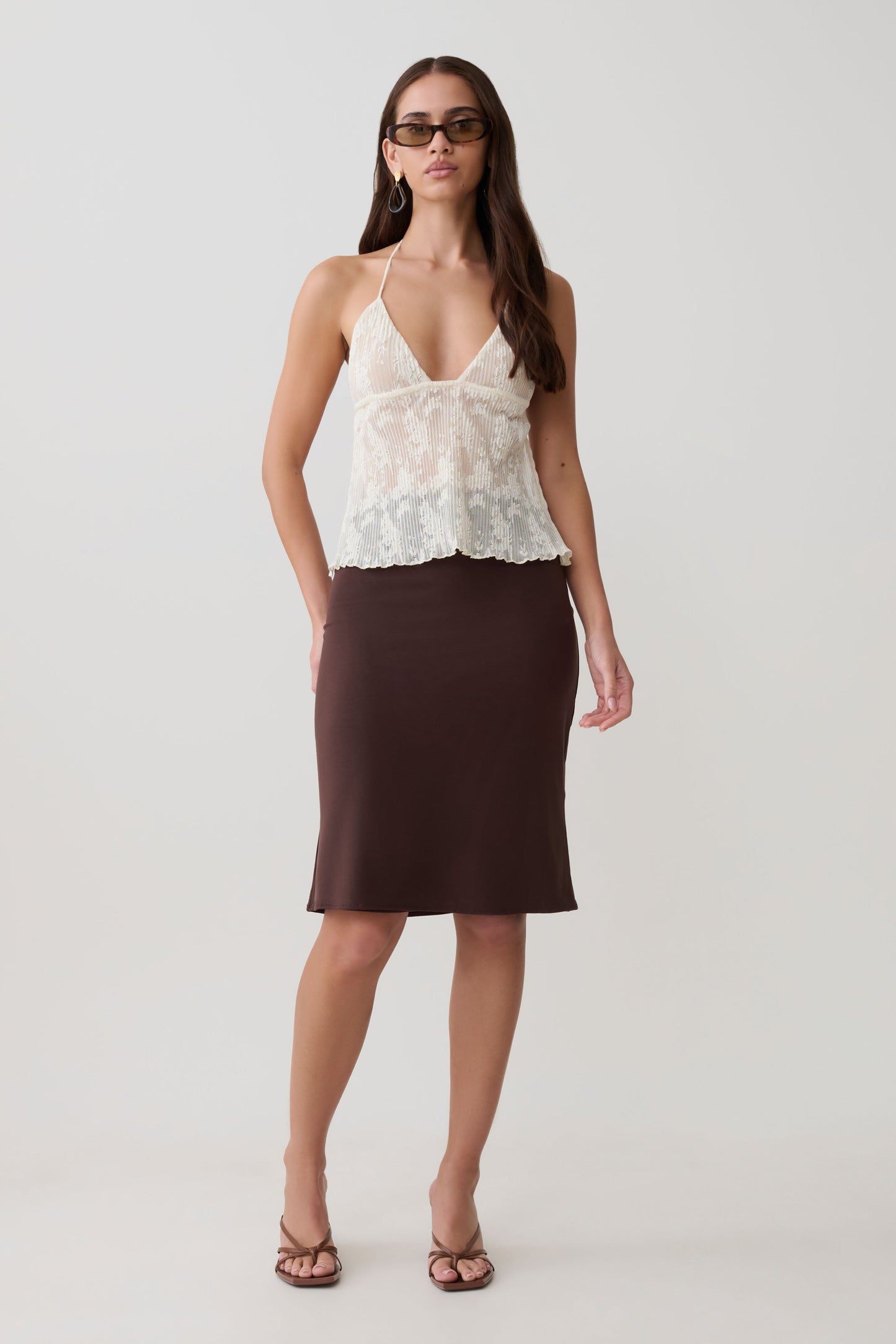 Ambrose Spitzen-Cami-Haltertop - Elfenbein