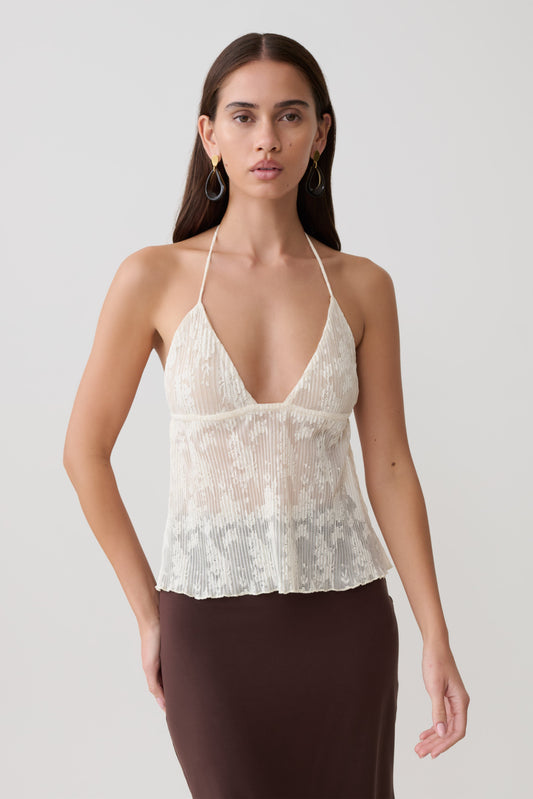 Ambrose Spitzen-Cami-Haltertop - Elfenbein