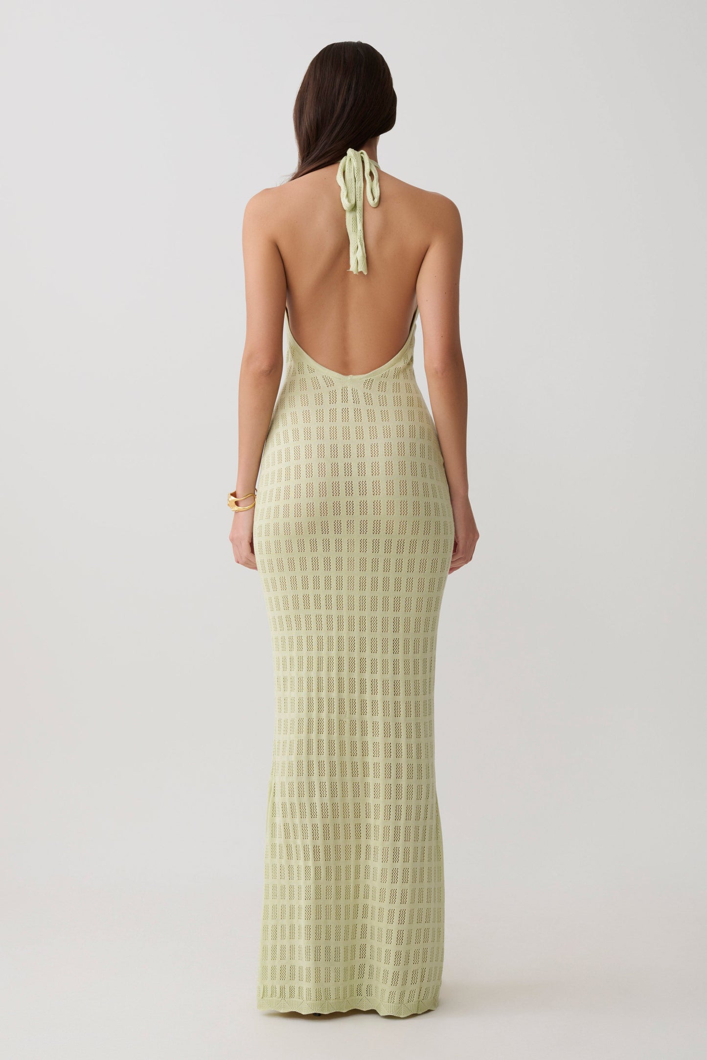 Hayley Halter Strick Maxi Kleid - Meeresgrün