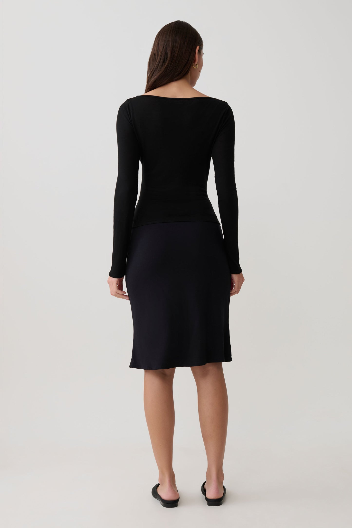 Coraline Langarm Sheer Top - Schwarz