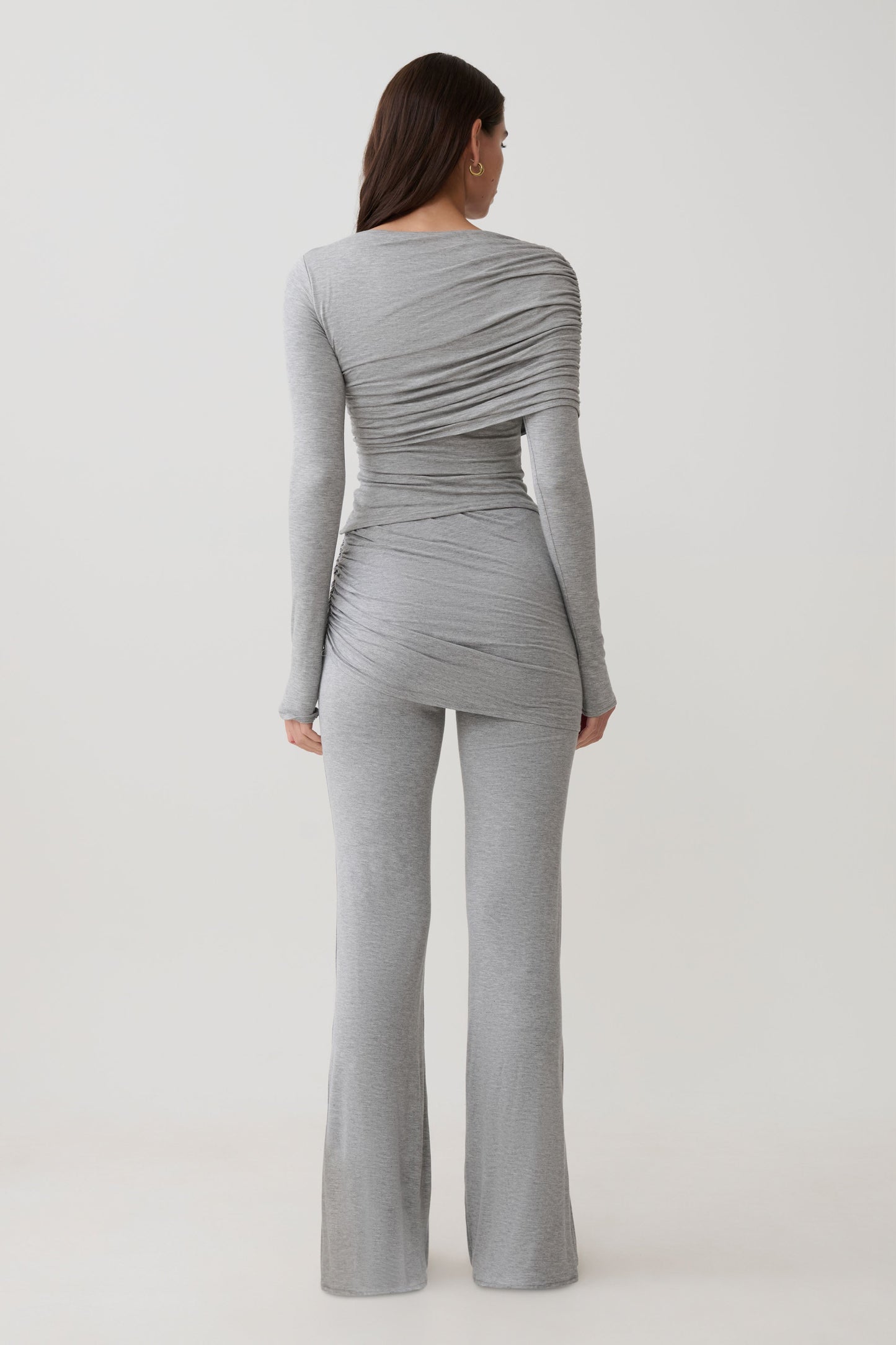 Keaton Modal Straight Leg Overlay Hose - Grau Melange
