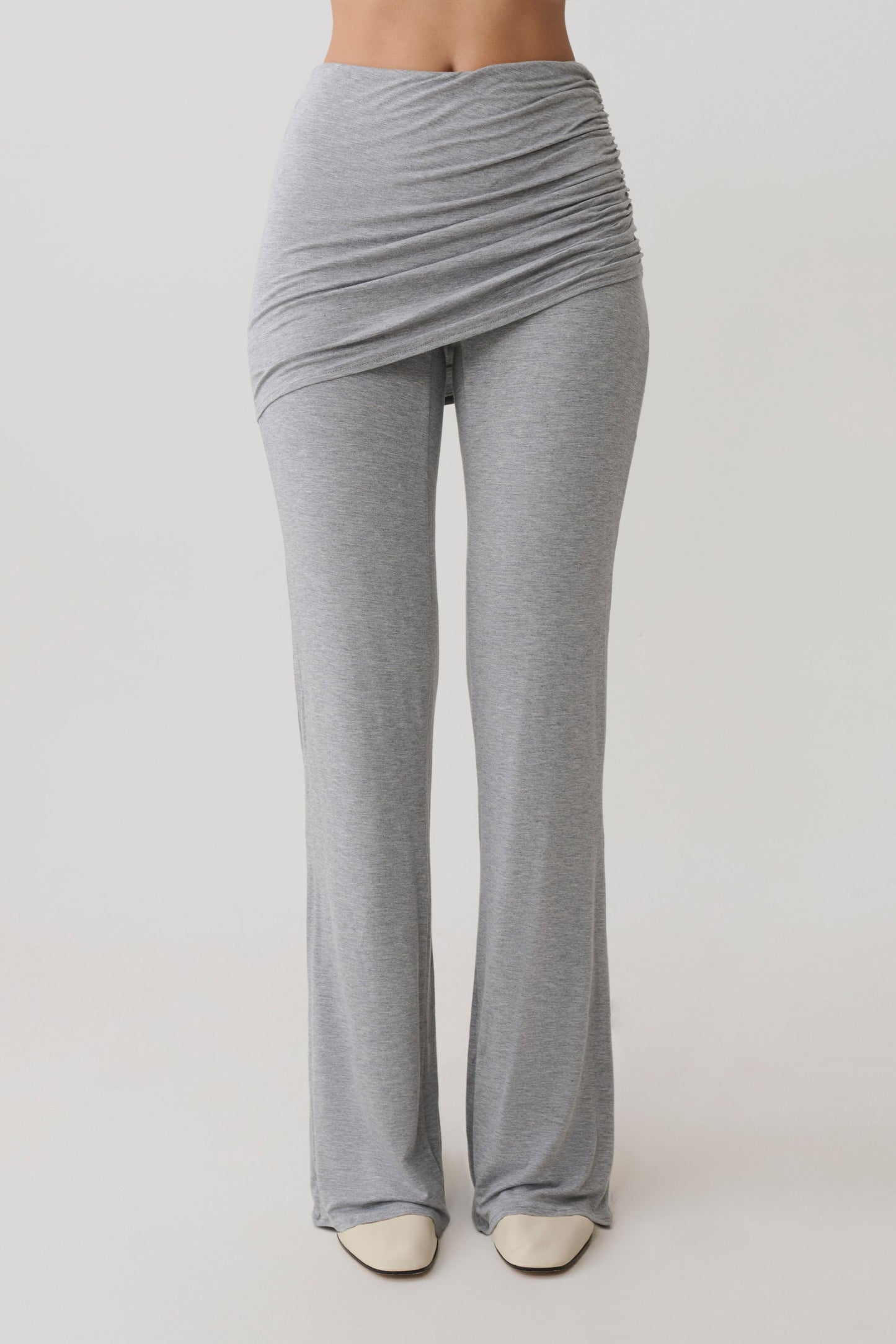 Keaton Modal Straight Leg Overlay Hose - Grau Melange