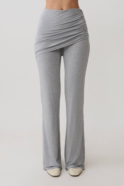 Keaton Modal Straight Leg Overlay Hose - Grau Melange