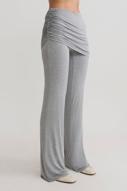 Keaton Modal Straight Leg Overlay Hose - Grau Melange