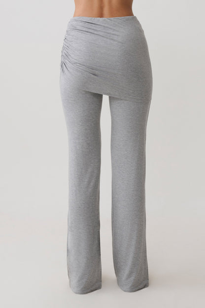 Keaton Modal Straight Leg Overlay Hose - Grau Melange
