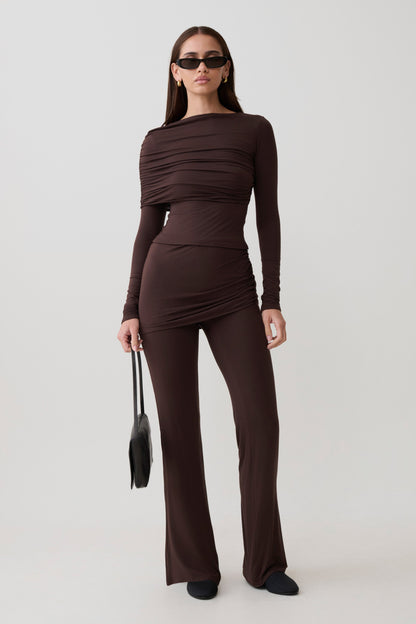 Keaton Modal Straight Leg Overlay Hose - Espresso