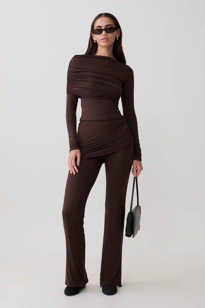 Keaton Modal Straight Leg Overlay Hose - Espresso