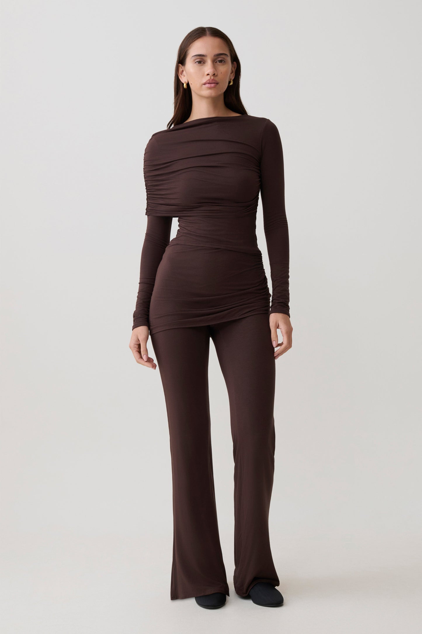 Keaton Modal Straight Leg Overlay Hose - Espresso
