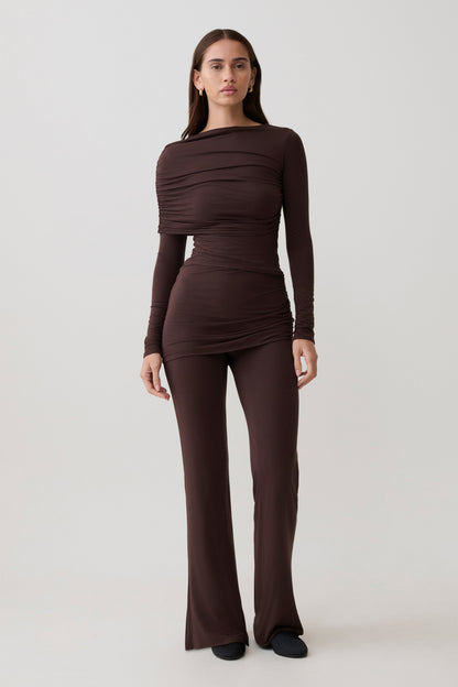 Keaton Modal Straight Leg Overlay Hose - Espresso