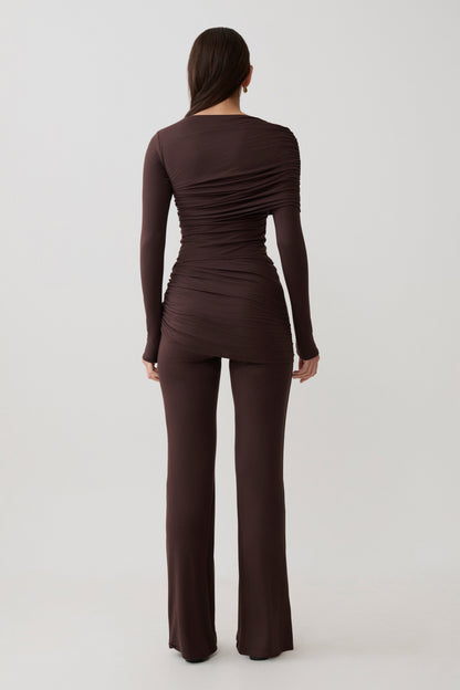 Keaton Modal Straight Leg Overlay Hose - Espresso