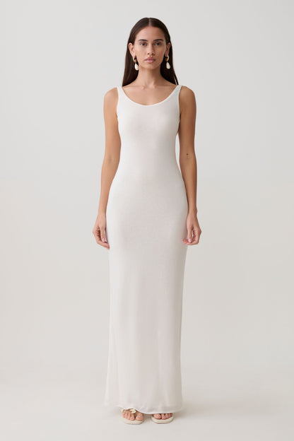 Gwenaelle Scoop Neck Jersey Maxi Kleid - Weiß