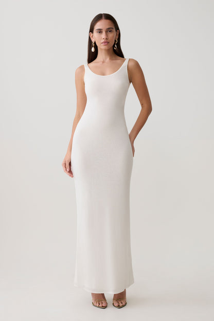 Gwenaelle Scoop Neck Jersey Maxi Kleid - Weiß
