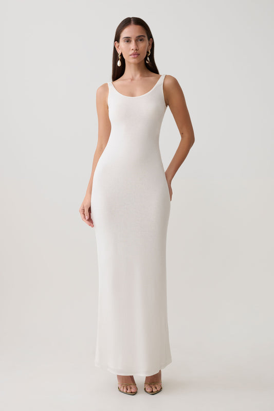 Gwenaelle Scoop Neck Jersey Maxi Kleid - Weiß