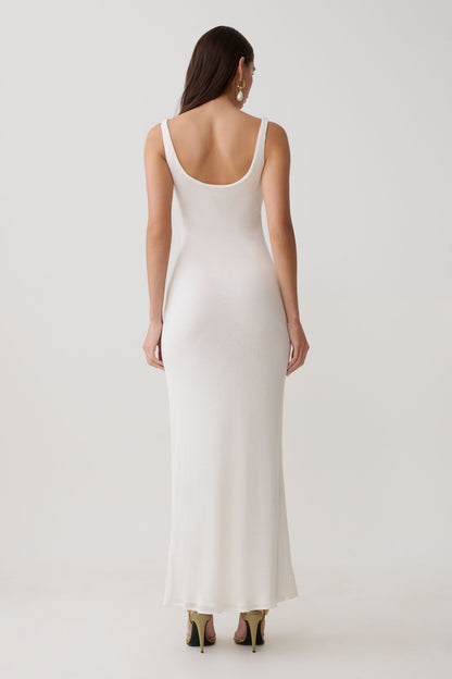 Gwenaelle Scoop Neck Jersey Maxi Kleid - Weiß