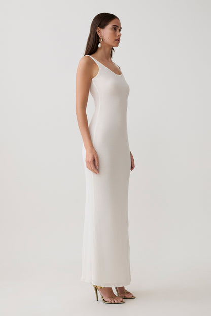 Gwenaelle Scoop Neck Jersey Maxi Kleid - Weiß