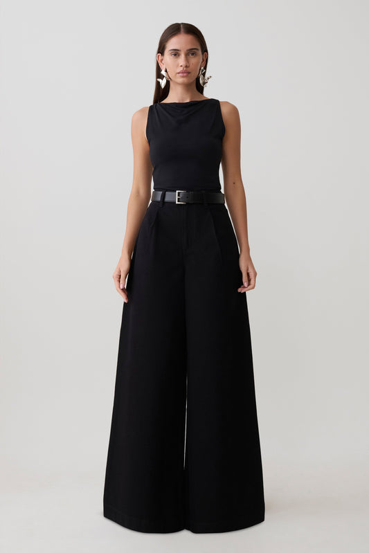 Bobby Oversized Jeans mit vorderer Falte - Schwarz