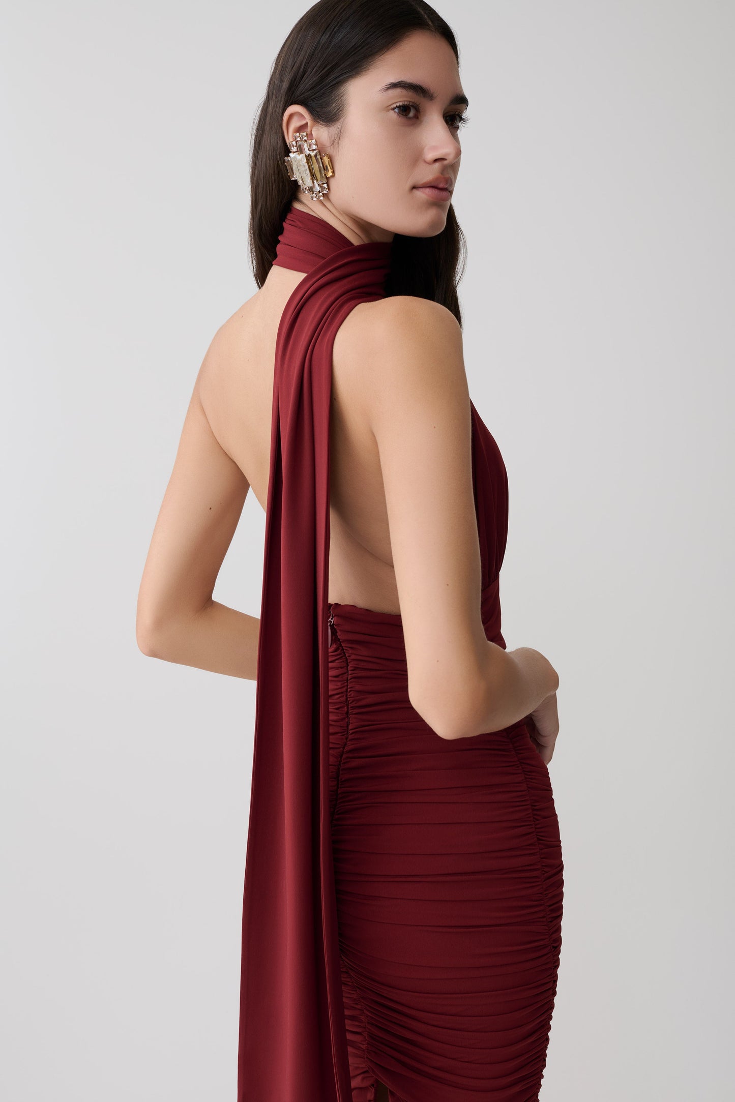 Giannie Draped Midi Kleid - Merlot