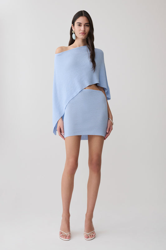 Loura Mid Rise Strick Minirock - Kornblumenblau