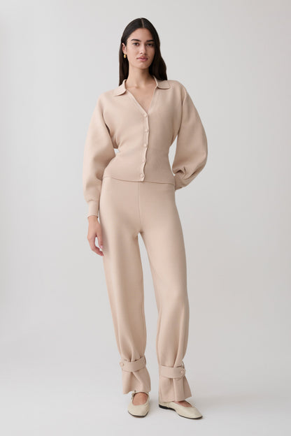Blaine Strickbundweite Hosen - Hafer Melange