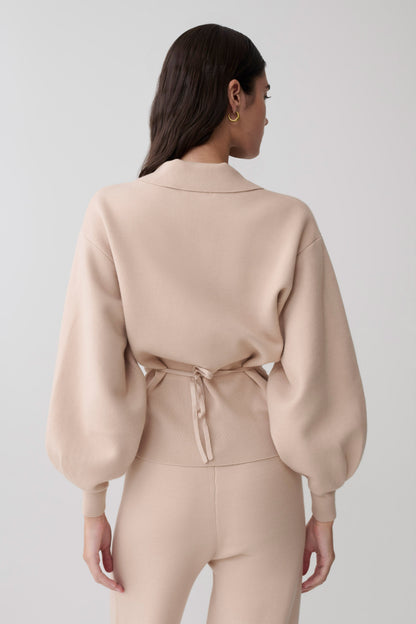 Blaine Strickblouson mit Puffärmeln - Hafer Melange