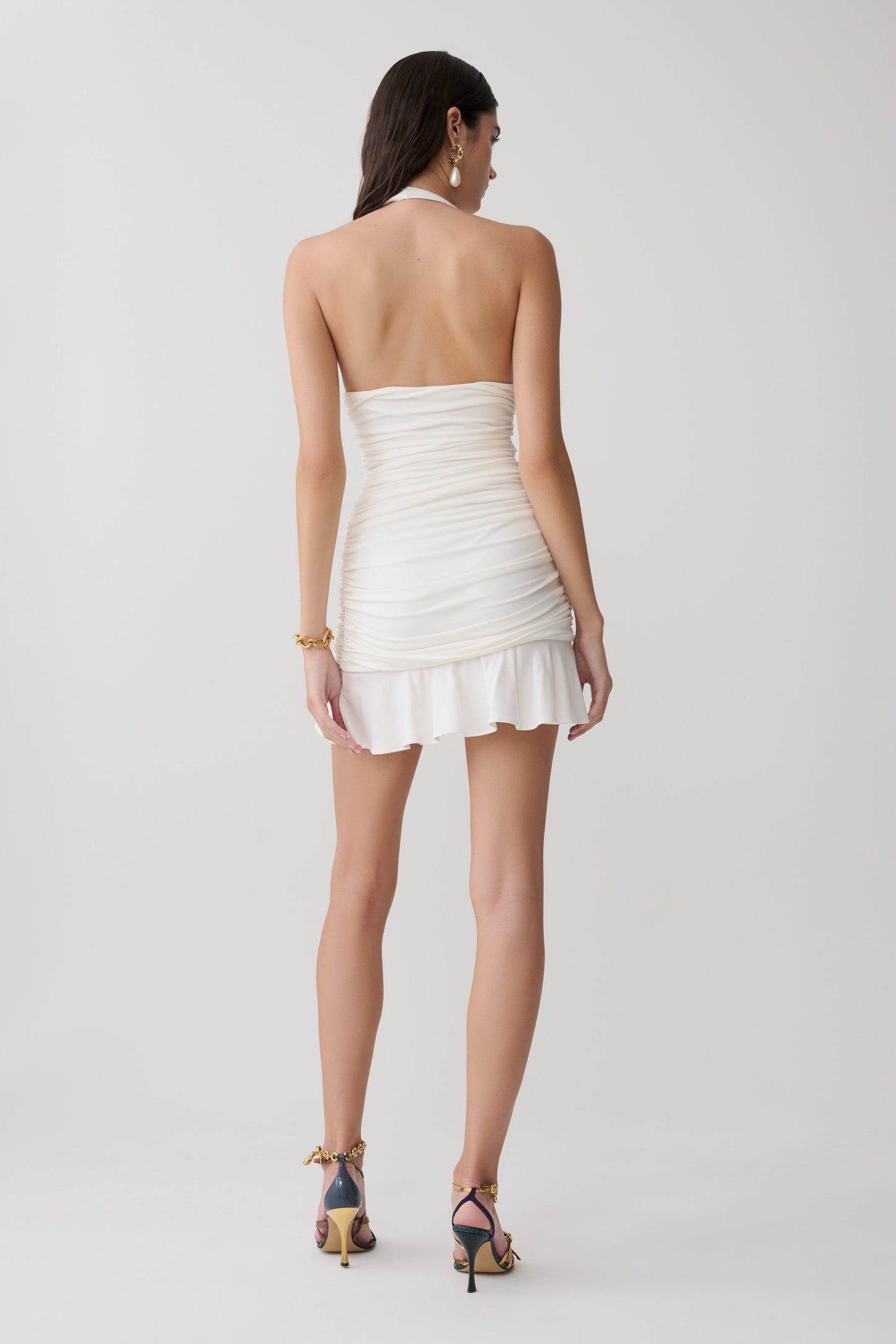 Peregrine Modal Halter Mini Kleid - Elfenbein